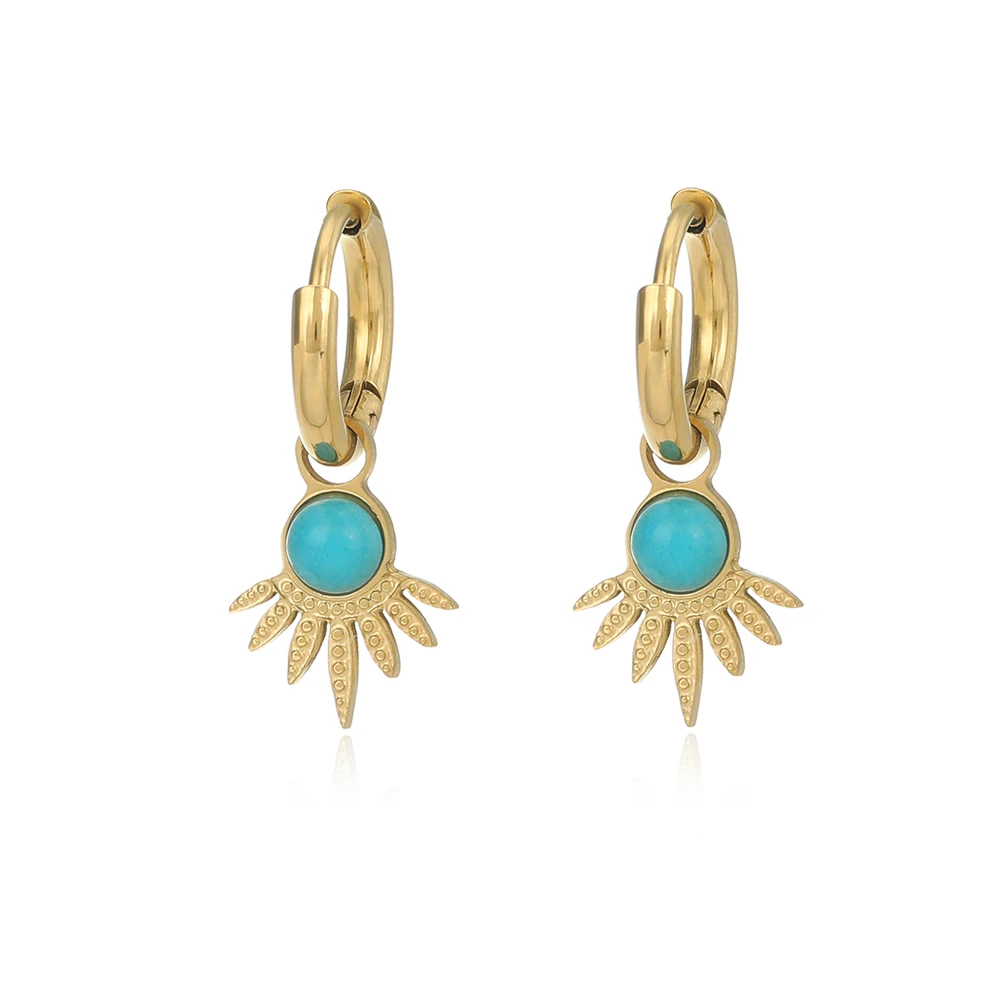 

Vintage Fan Drop Earrings For Women Stainless Steel Fashion Jewelry Pendientes Mujer Gift Gold Color Earrings Accessoires femme
