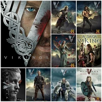 classic tv show vikings diamond painting 5d full square drills poster cross stitch wall art embroidery kit for living room decor