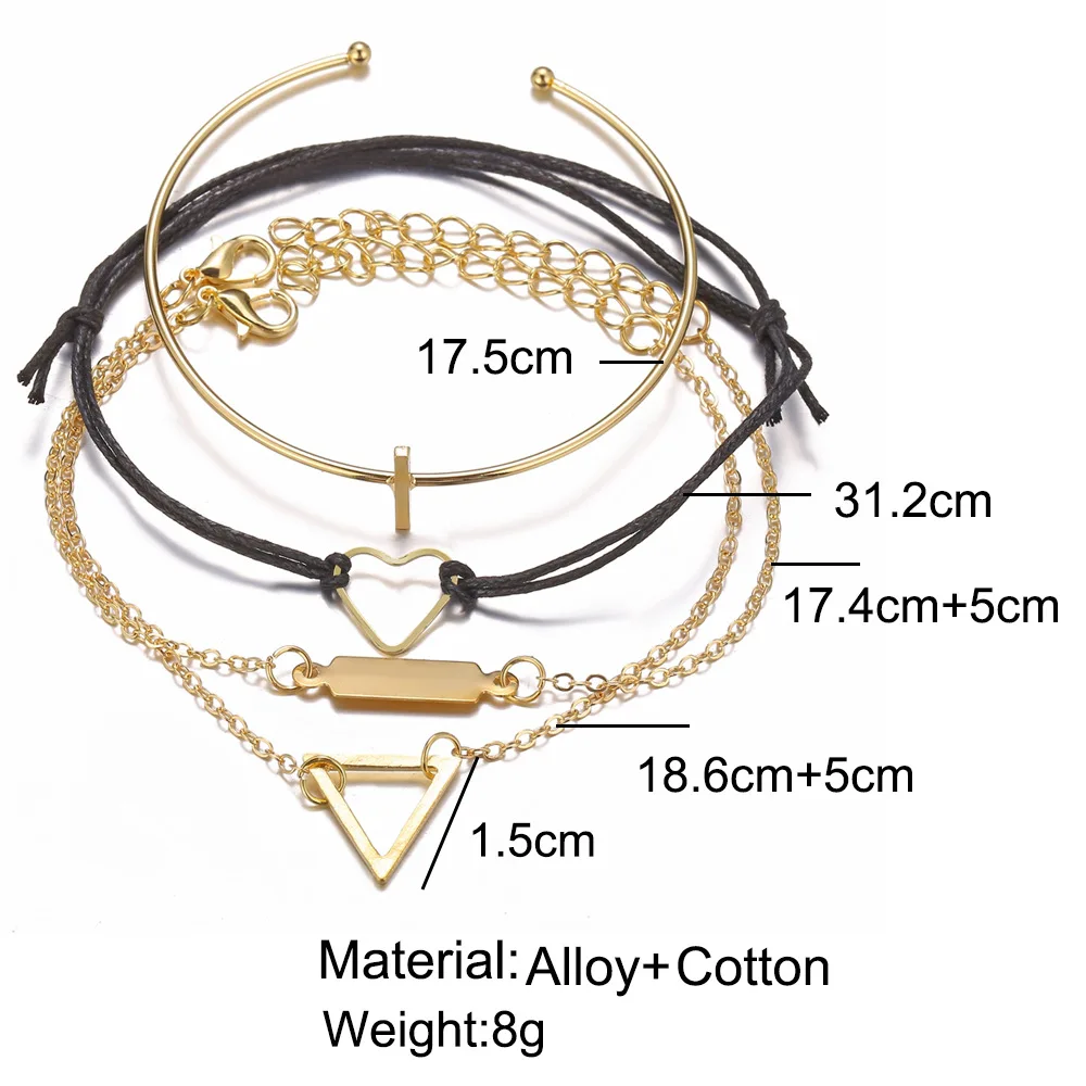 

Trendy Heart Shaped Geometric Bracelet for Women Creative Retro Simple Alloy Fashion Bracelet Wholesale Bracelet for Women