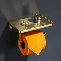 toilet paper holder brushed gold wall mount tissue roll hanger phone platform wall mount bathroom hardware accessories set