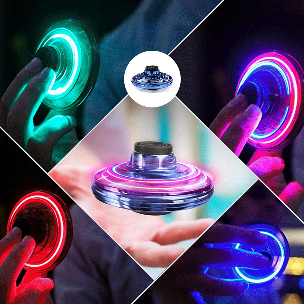 Летающий Гироскопический Дрон светодиодный Спиннер НЛО игрушка для детей мини