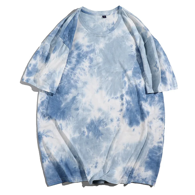 

2021 Summer Tie-Dye Unisex Men Women T-Shirt 100% Cotton Short Sleeve T Shirt Plus Size Oversize Casual Tie Dye Fashion Tops