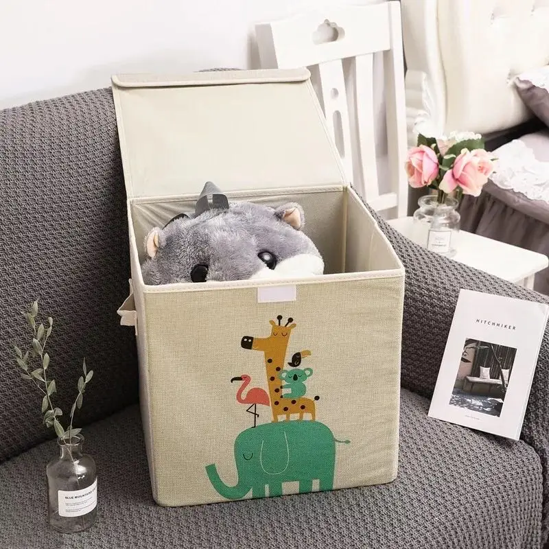 

Nordic Kids Canvas Storage Bag For Toys Clothes Kids Room Organizer Bag Pouch Canvas Storage Elephant Tiger Storage Bag 30x30CM