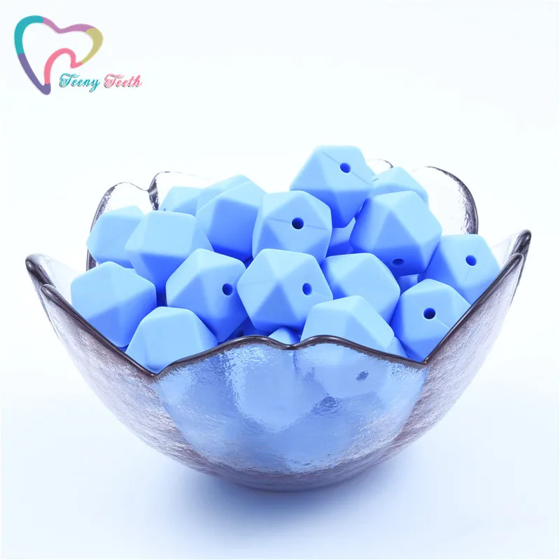 Sky Blue 20 шт. 14 мм Детские шестигранные силиконовые бусины Восьмиугольные бусины DIY соска цепь Perle Силиконовые Детские Прорезыватели жевательные бусины детские товары - Цвет: Sky Blue