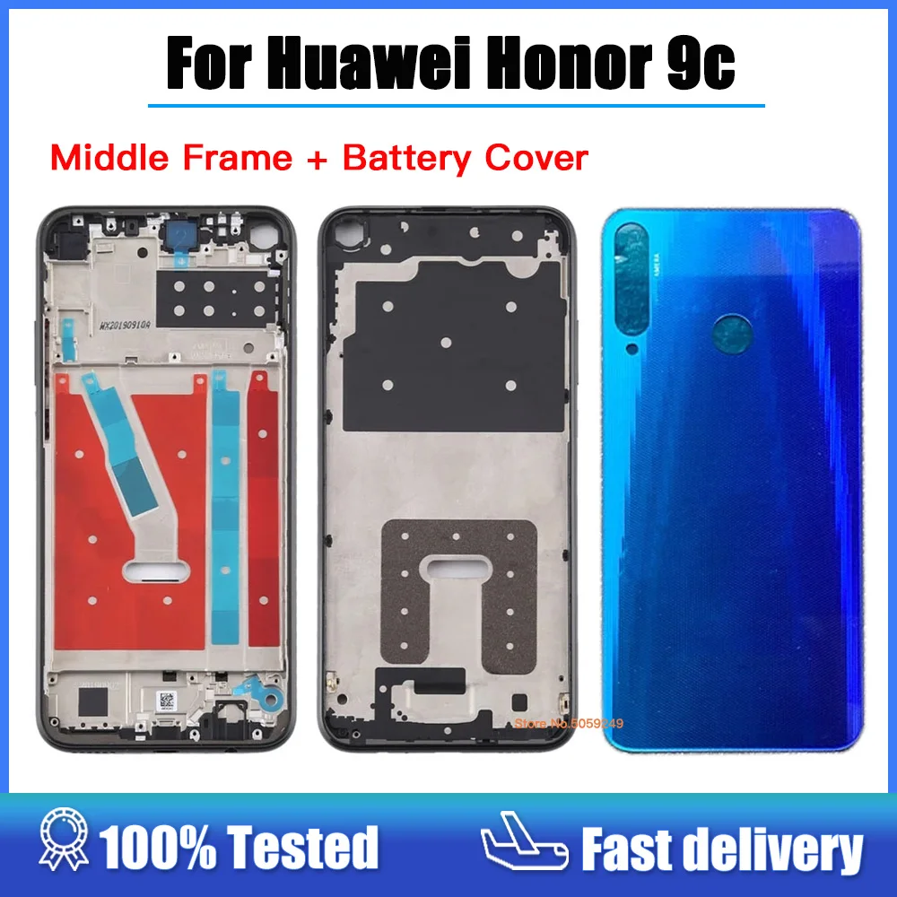 6,39 дюйма для Huawei Honor 9C средняя рамка Передняя рамка держатель ЖК-дисплея + задняя крышка батарейный стеклянный корпус задняя дверь Чехол фонарь LX9