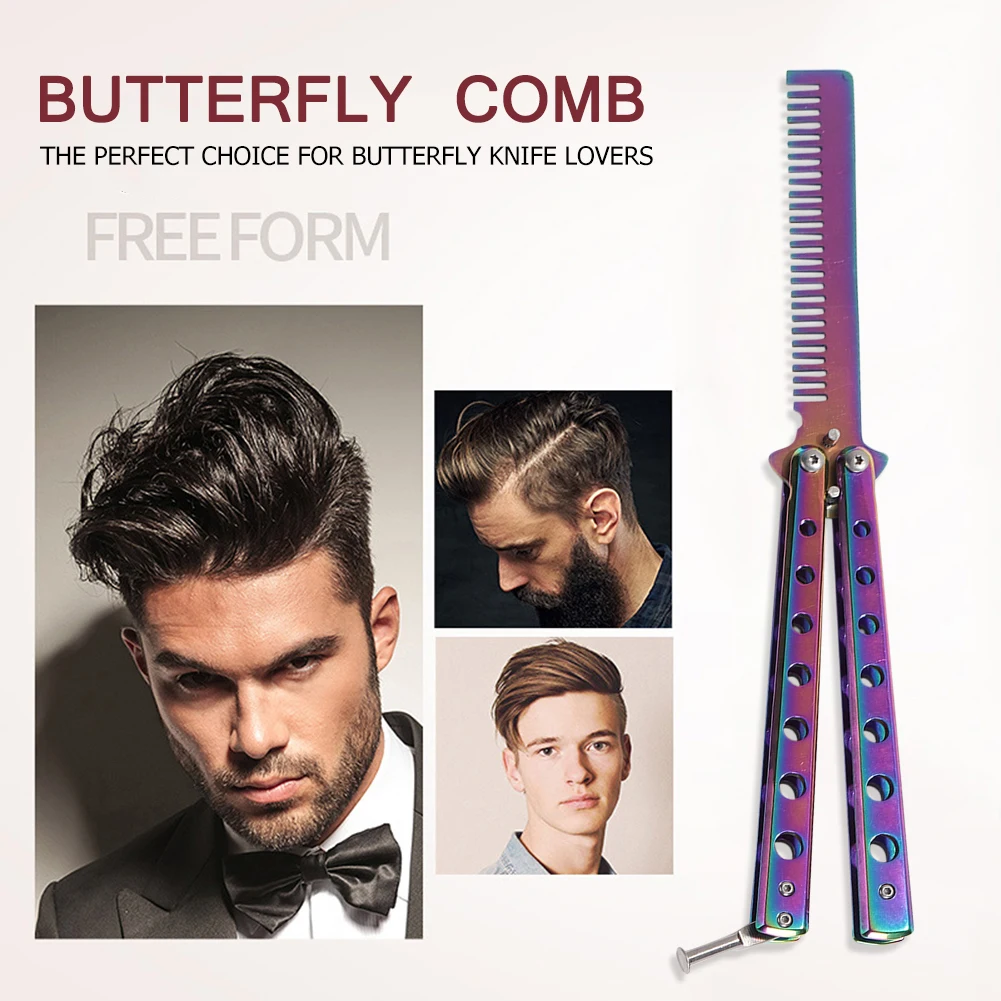 

Stainless Steel Butterfly Training Comb Folding Practice Hairdressing Tool Outdoor Camping Hiking Training Tool