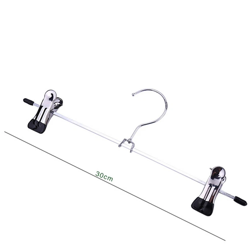 

10PCS Silver+Black Stainless Steel Trouser Pants Skirt Hangers Stand Holder With 2 Clips 2021 High Quality