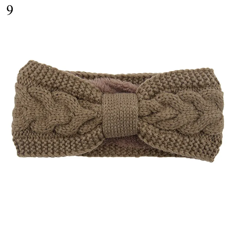 

Furry Fleece Lined Knitted Headband Soft Elastic Hair Band Winter Warm Solid Color Hairband Bow Twisted Knotted Headwrap Turban