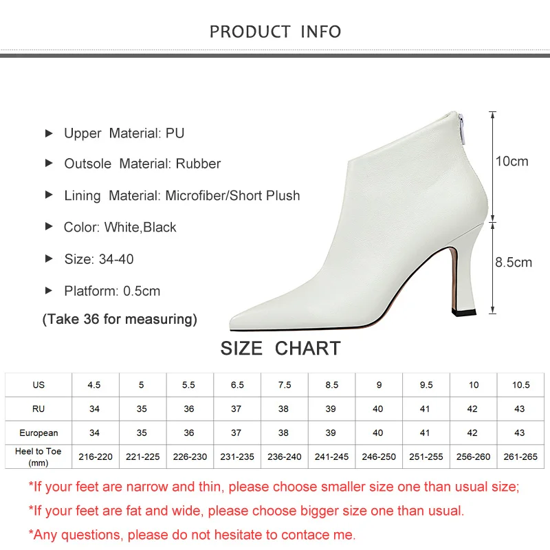 

2019 New Winter Women Ankle Boots High Thin Heel Pointed Toe Zipper Solid Sexy Ladies Women Shoes White Female Short Boots