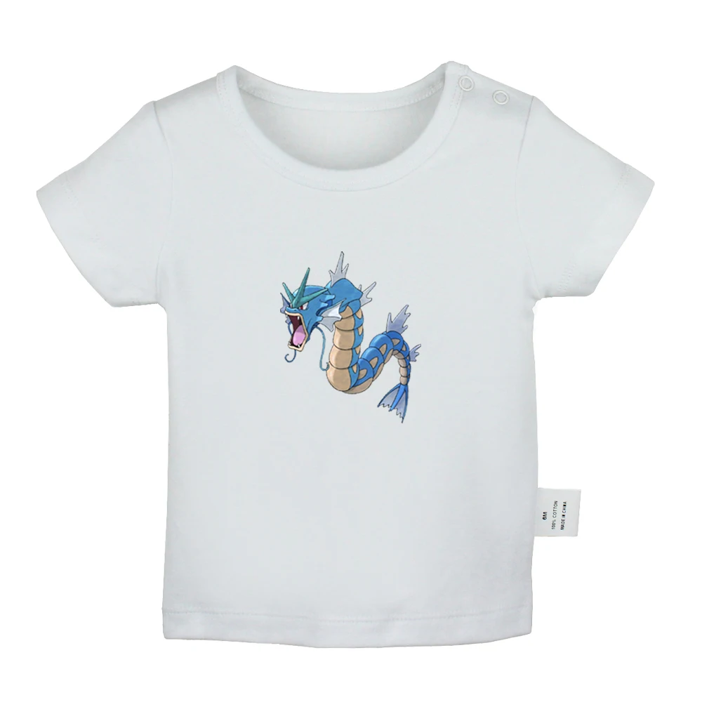 Футболки для новорожденных с рисунком Pokemon Dratini Gyarados Lapras Poliwag однотонные футболки