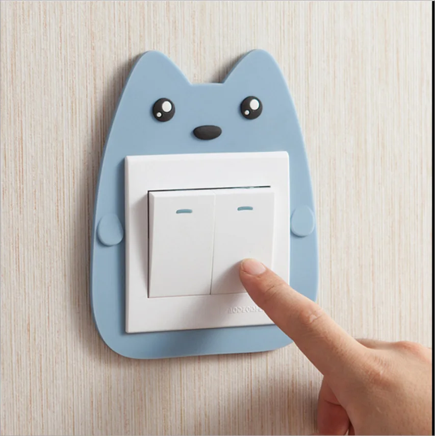 Children's room wall stickers light switch button decorations three-dimensional socket protection cartoon animals | Дом и сад