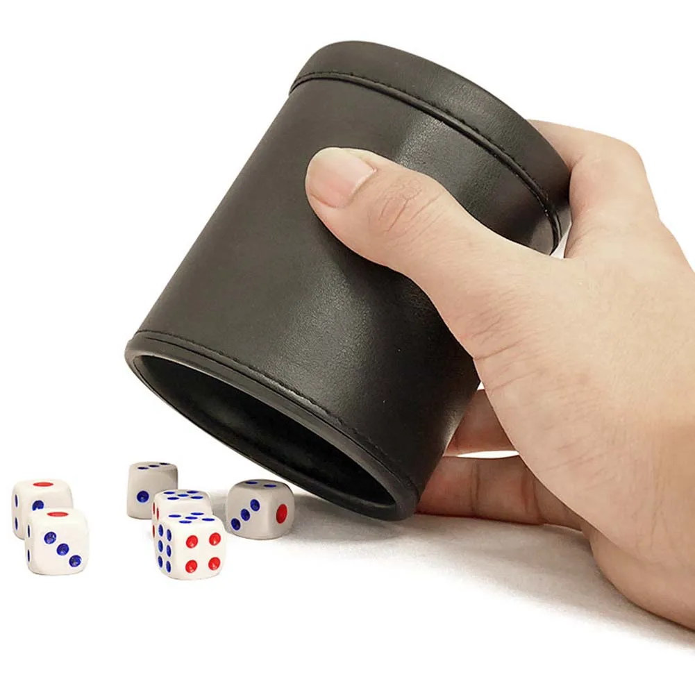 

Black PU Leather Dice Cup Solid Color Manual Dice Cup Bar Party Dice Game Accessories Dicebox (Without Tray Or Dice) Dropship