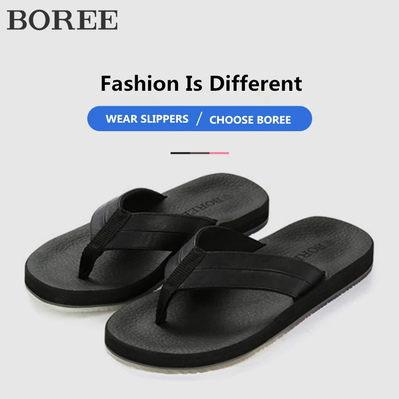 Мужские мягкие пляжные шлепанцы Boree прохладные сандалии на плоской подошве