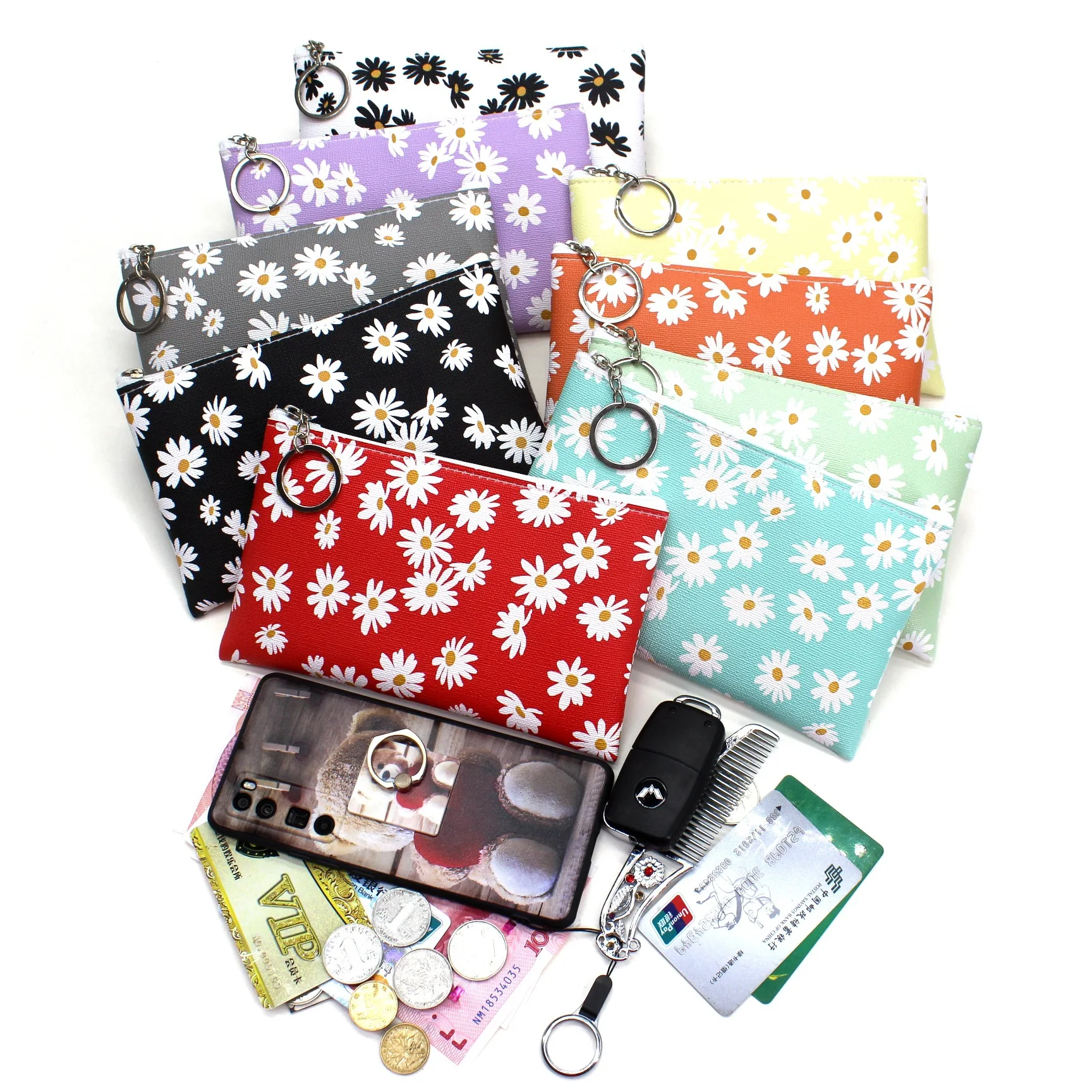 

New Coin Purse Girls Change Purse Clutch Bag Wholesale Purses Ladies Zero Wallet Mobile Phone Bag Small Chrysanthemum Coin Pouch
