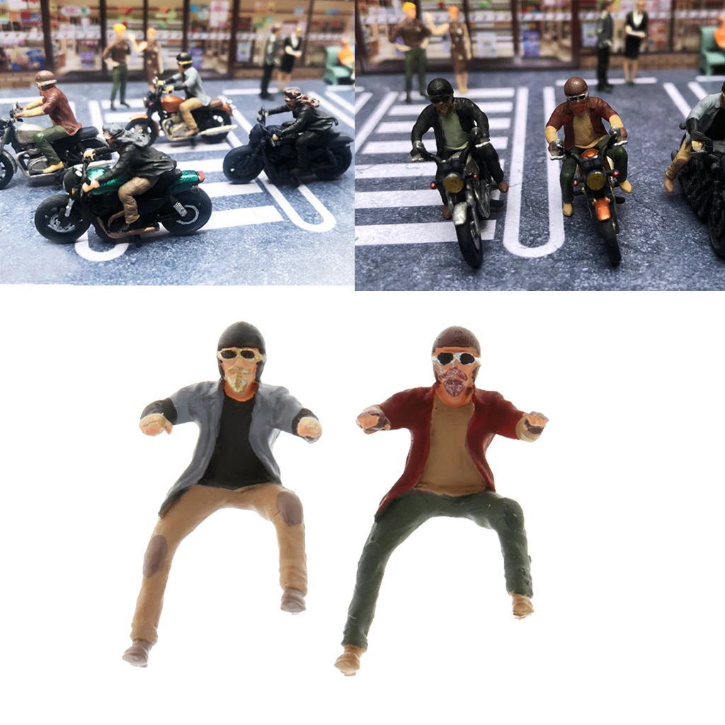 

1:64 S Scale Painted Miniature Motorcycle People Figurine Building Decor