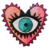 large colorful heart eyes heart shaped patch sequin patches for clothing applique embroidery custom patch stripes on clothes