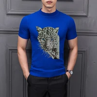 hot diamond design leopard style mens sweater high quality cashmere clothing new arrival t shirt knitting couple lovers