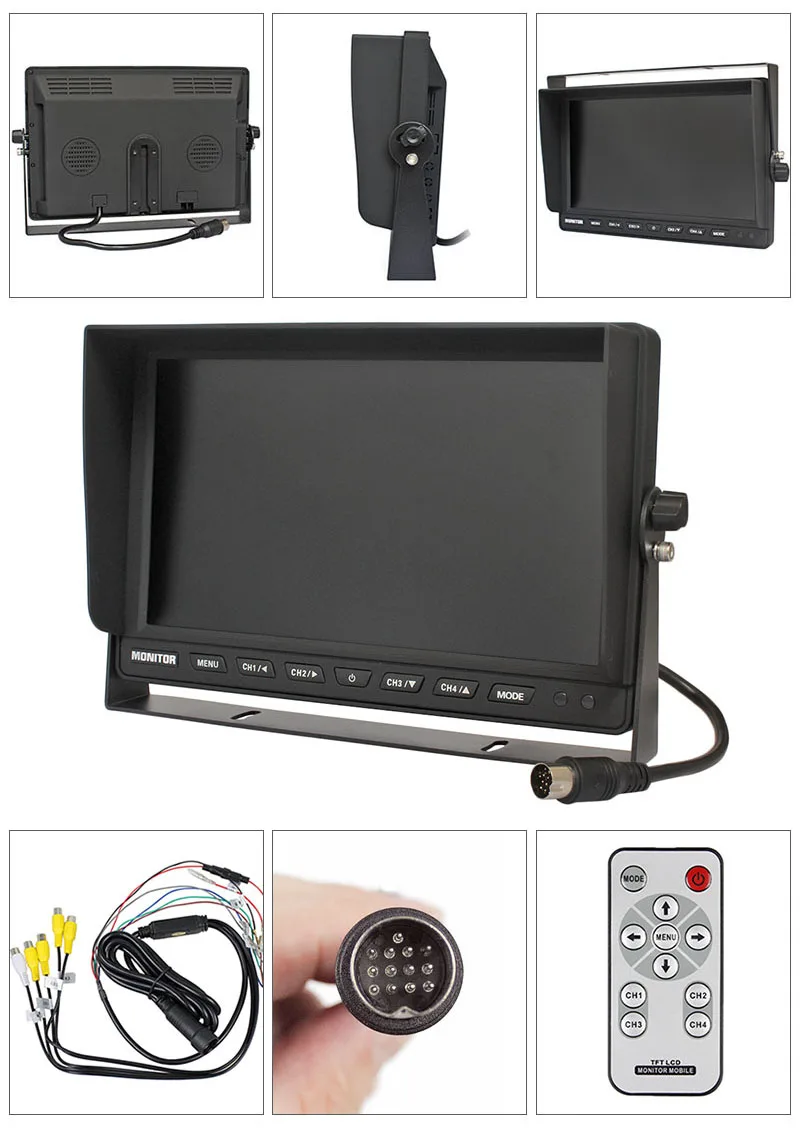 DIYKIT 4CH 1" раздельный четырехъядерный дисплей Автомобильный монитор заднего вида+ 4 x ночного видения заднего вида Автомобильная камера водонепроницаемый для автомобиля грузовика автобуса