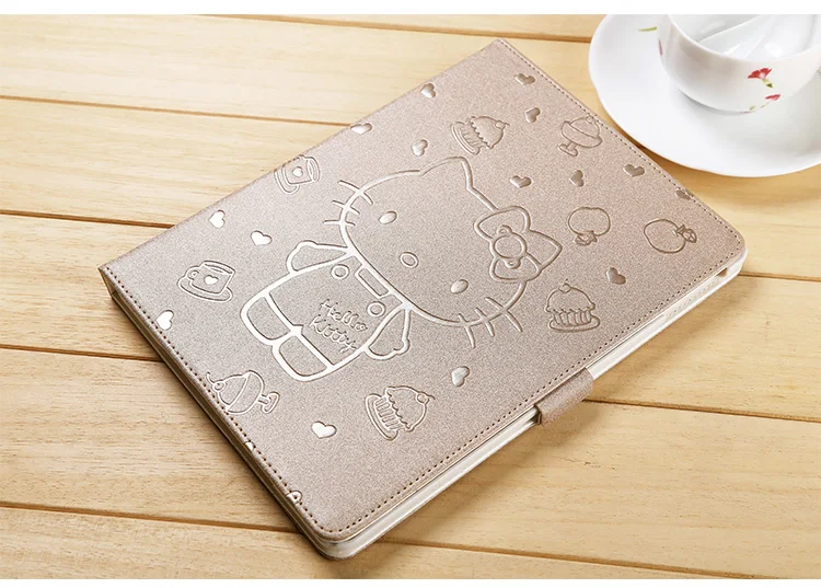 Мягкий чехол hello kitty из искусственной кожи для iPad 9,7 A1822 A1893 трансформер смарт-чехол Funda планшет складной чехол