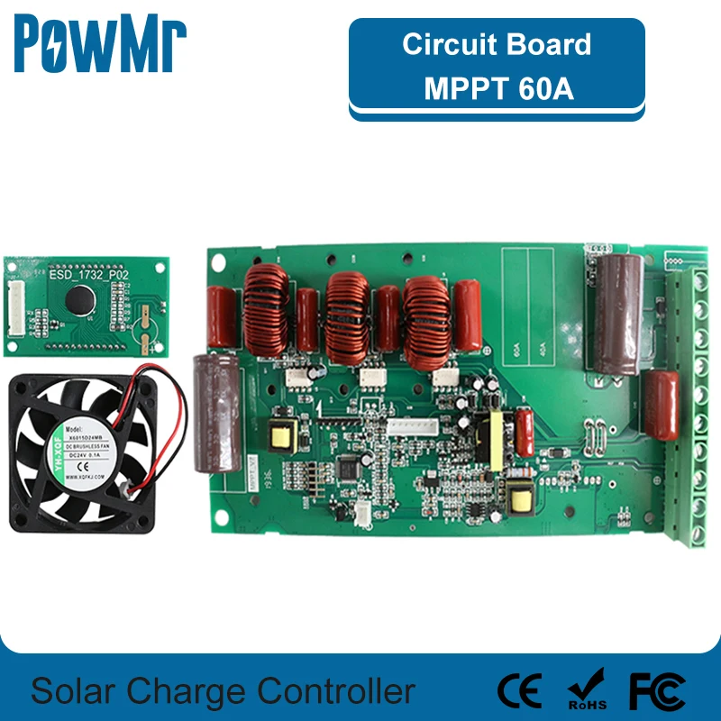 PowMr MPPT 60A контроллер печатная плата на солнечной батарее 12 В 24 в 36 48 автоматический