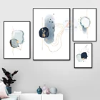 Современная абстракция синяя эскиз, простая Золотая линия, картина, искусство на стену, украшение для дома и декор комнаты