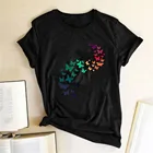 Женская футболка с принтом бабочек, разноцветная летняя футболка с коротким рукавом, топы 90-х годов, 2021