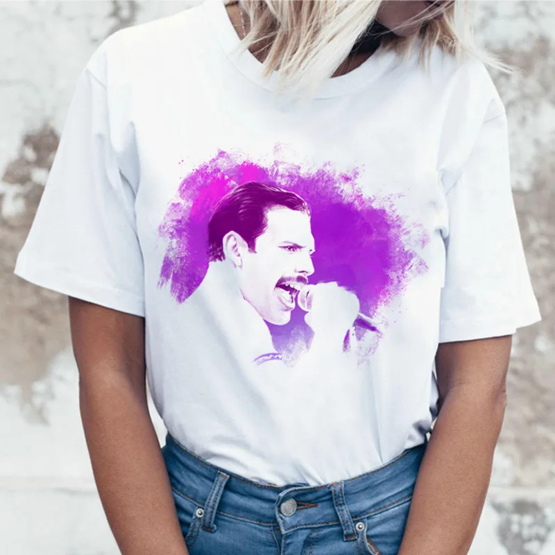 Новинка женская футболка топы с короткими рукавами и футболки Freddie Mercury Queen Band