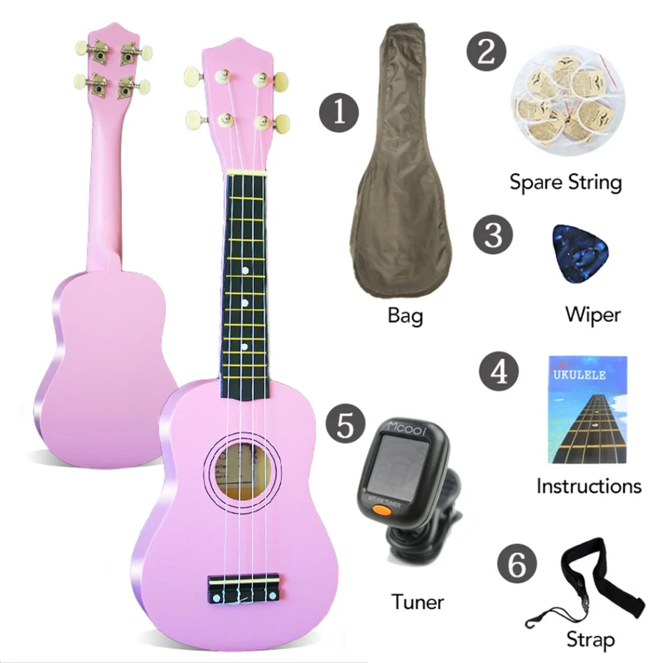 2" Гавайская гитара Ukulele Soprano акустика нейлон 4 строки инструмент укулеле из красного дерева сопрано для начинающих миниатюрная гитара укулеле высокое качество - Цвет: Розовый