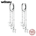 WOSTU 925 стерлингового серебра кисточкой серьги простой бабочка простые линии, свисающие серьги для женщин, серьги стильные ювелирные изделия из серебра CQE1173
