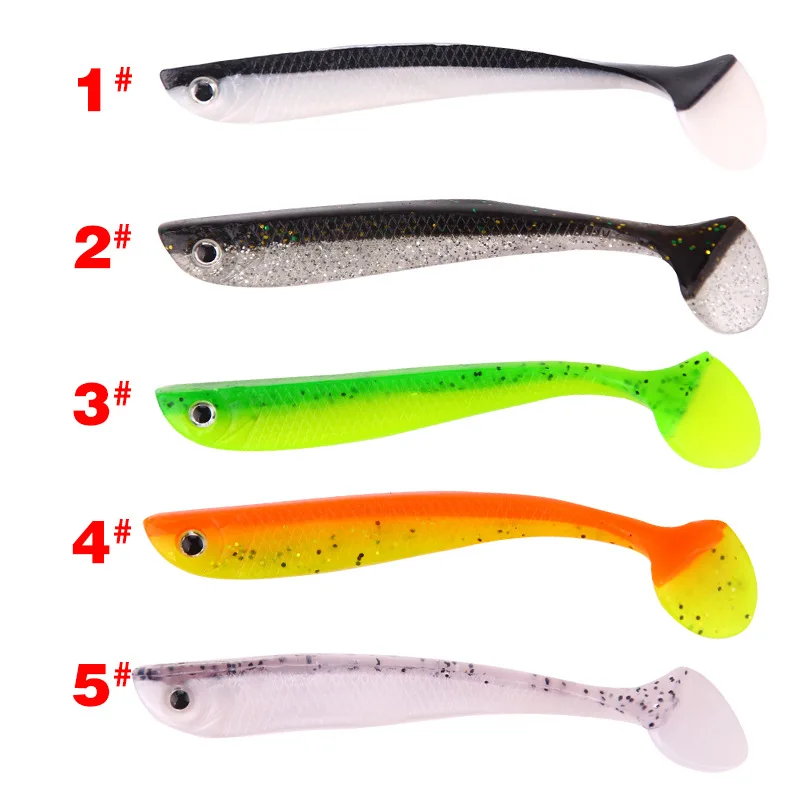 

4 Pcs/lot Soft Lures Silicone Bait 6.2g/10.5cm 5 Colors Fluorescent Wobblers Jig Head Crank Hook Artificial Tackle Fish Bait