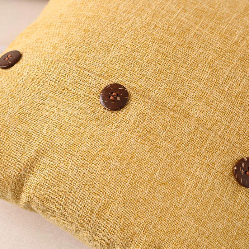 

Decorative Cotton Linen Throw Pillowcases with Coconut Buckles Sofa Cushion Covers for Couch Bed 45 x 45 cm Home Decor