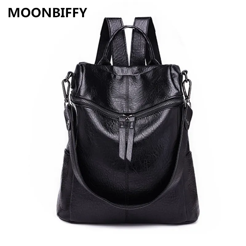 

Women Backpack PU Leather School Backpacks for Teenage Girls Casual Large Capacity Shoulder Bags Mini Anti Theft Backpack Women