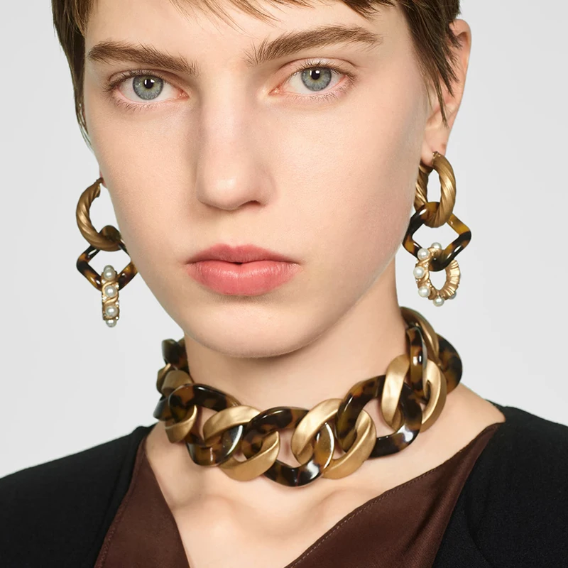 Женский винтажный браслет с цепочкой ZA золотистый шармами для вечеринок 2019 |