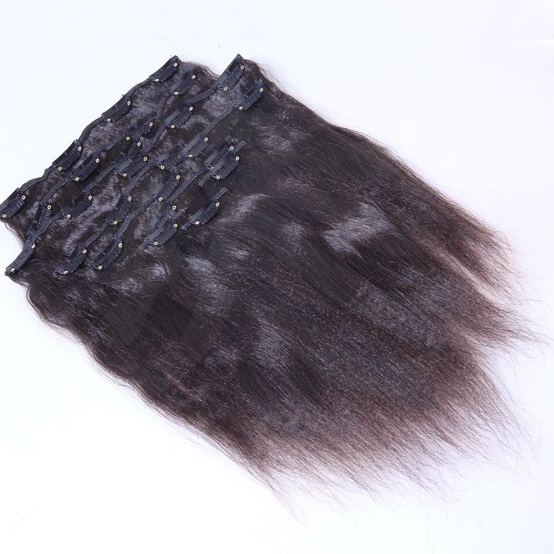 Светильник-итальянские прямые накладные человеческие волосы на клипсе полный