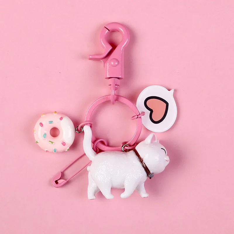 Горячая Мода милый мультфильм кошка кулон кольцо для ключей котенок брелок с