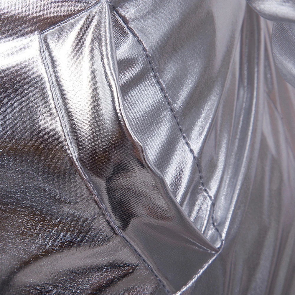 Мужская блестящая куртка на молнии с воротником стойкой|Мужские куртки| |