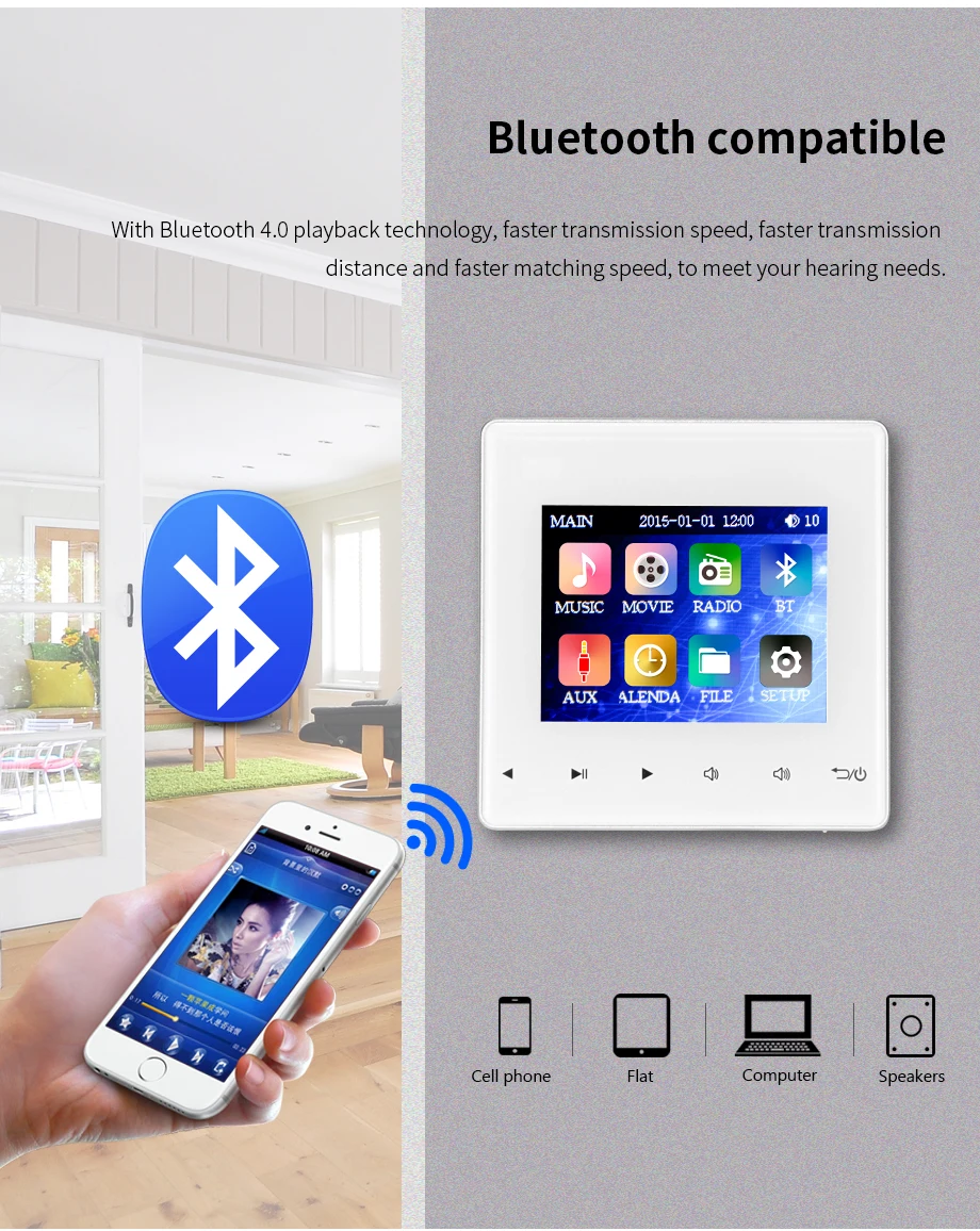 Bluetooth, встроенный в стену приемник 2,8 дюймов в стене aduio усилитель с 3 дюймов водонепроницаемый потолочный громкоговоритель для ванной комнаты звуковая система