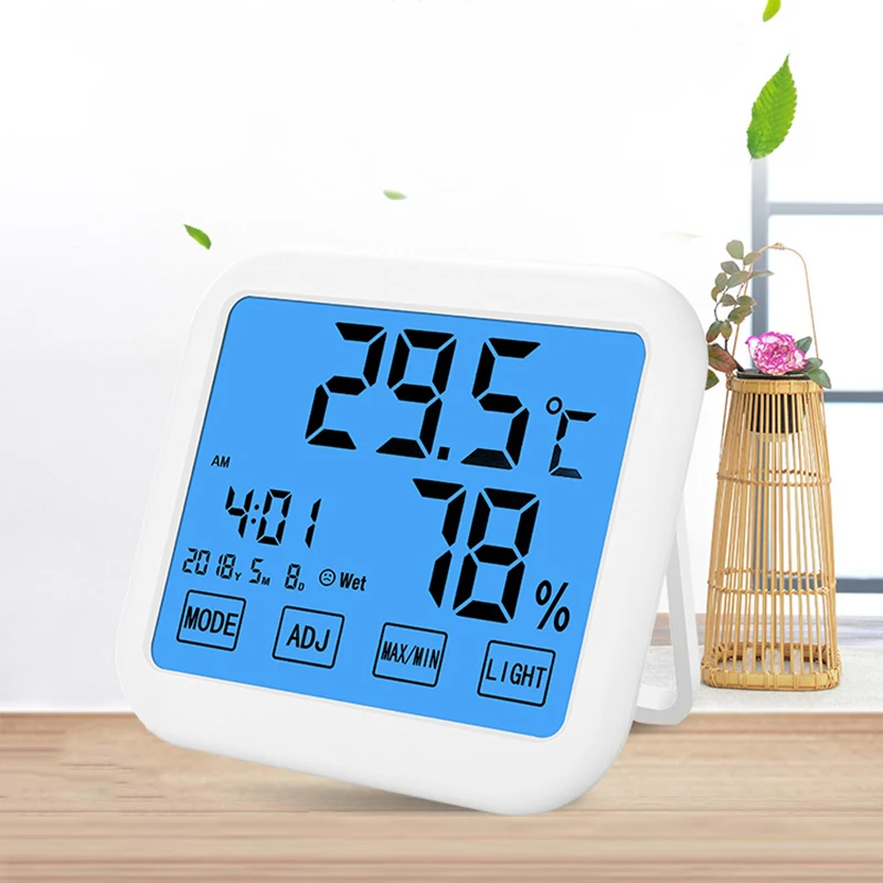 Новый светодиодный цифровой термометр гигрометр сенсорный экран измеритель