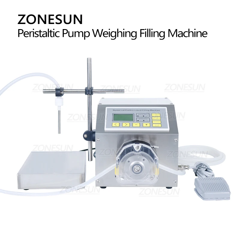 

ZONESUN ZS-PP531W Semi Automatic Beverage Perfume Lotion Shampoo Weighing Filling Machine Peristaltic Pump Vial Bottle Filler