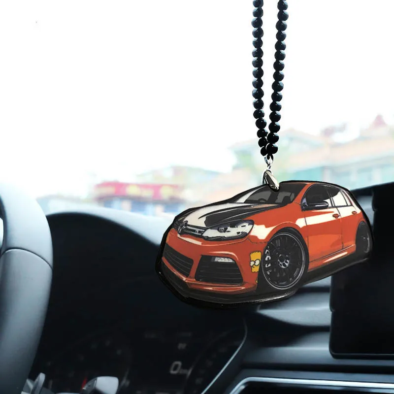 

Double-sided acrylic Car model Car Rear view mirror pendant Hanging Ornaments Car Pendant creative graffiti Auto Mirror Decorati