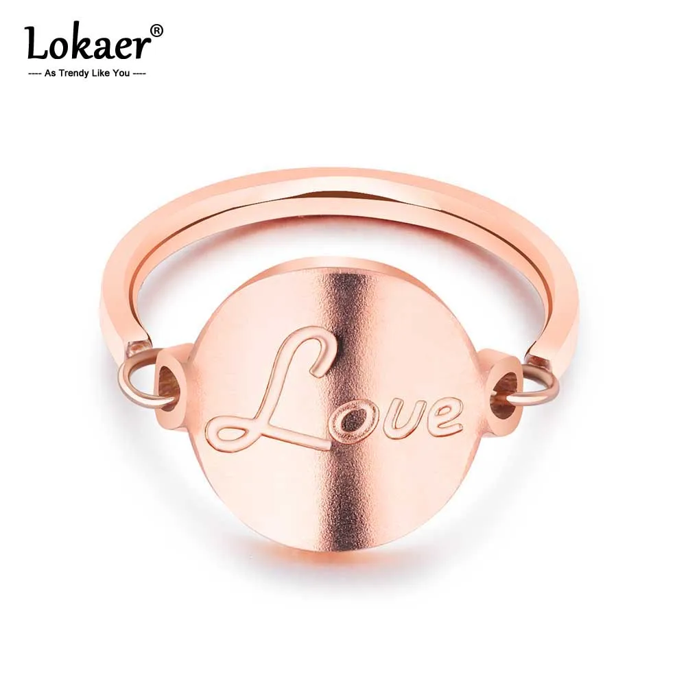 Lokaer оригинальный дизайн модное большое круглое кольцо с надписью Love титановая