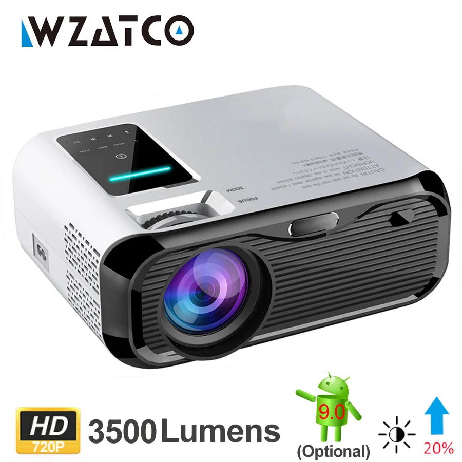 WZATCO E500 720P HD проектор 1280*800 3500 люмен HDMI домашний кинотеатр Android 9,0 дополнительные проекторы wifi проектор lcd проектор