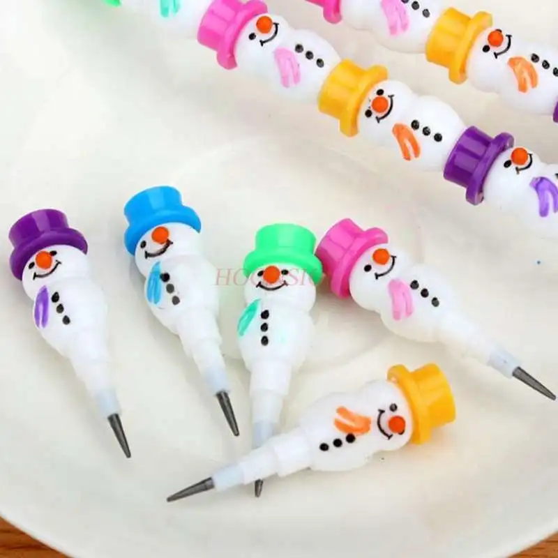 

school supplies Little Snowman Cut-Free Replaceable Core (5 Sections) Pencil Student Cartoon Creative Learning Stationery