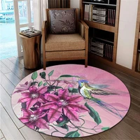 hawail clematis humming bird round carpet 3d printed non slip mat dining living room soft bedroom carpet