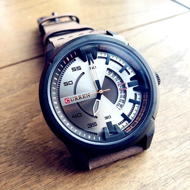 

New Concept Black Technology Korea Big Dial Tide Men's Belt Watch Male Students Fashion Casual Waterproof Men's Watch