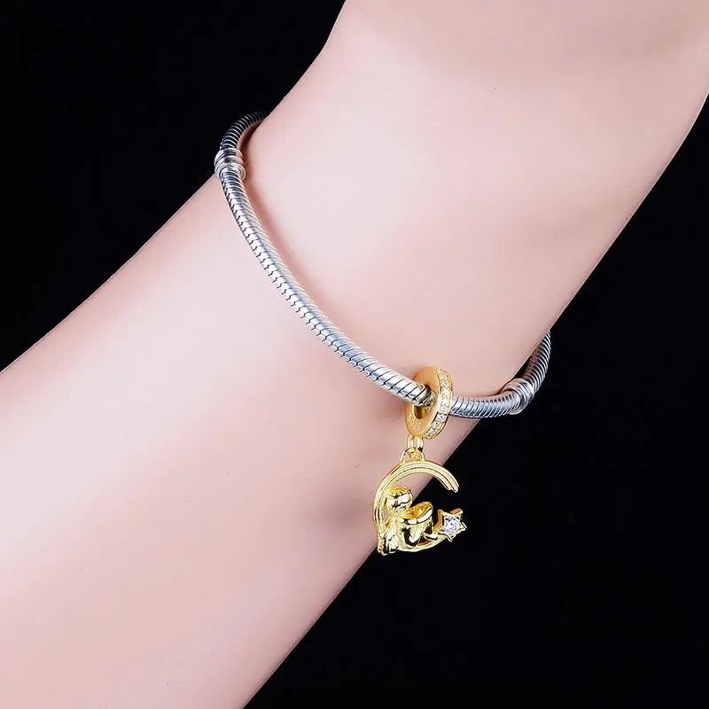 FC Jewelry подходит для брендового браслета 100% Серебро 925 пробы золотой цвет ангел