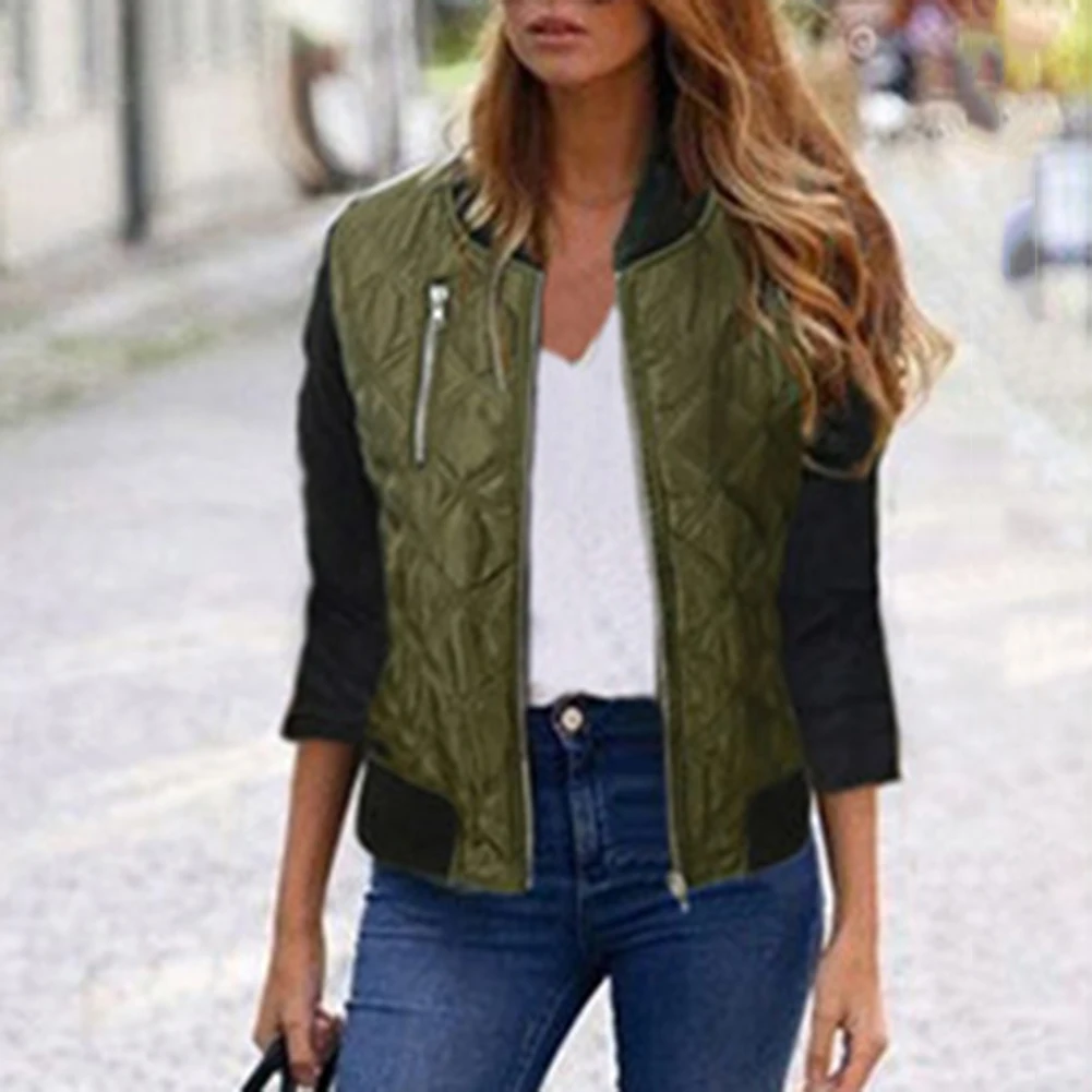 Куртка-бомбер женская с длинным рукавом на молнии повседневная для зимы |