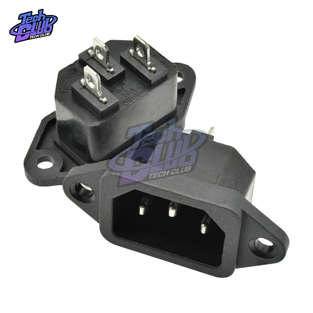 1 шт. 10A 250VAC 4 Pin IEC320 C14 входной разъем AC Мощность гнездо кулисный переключатель