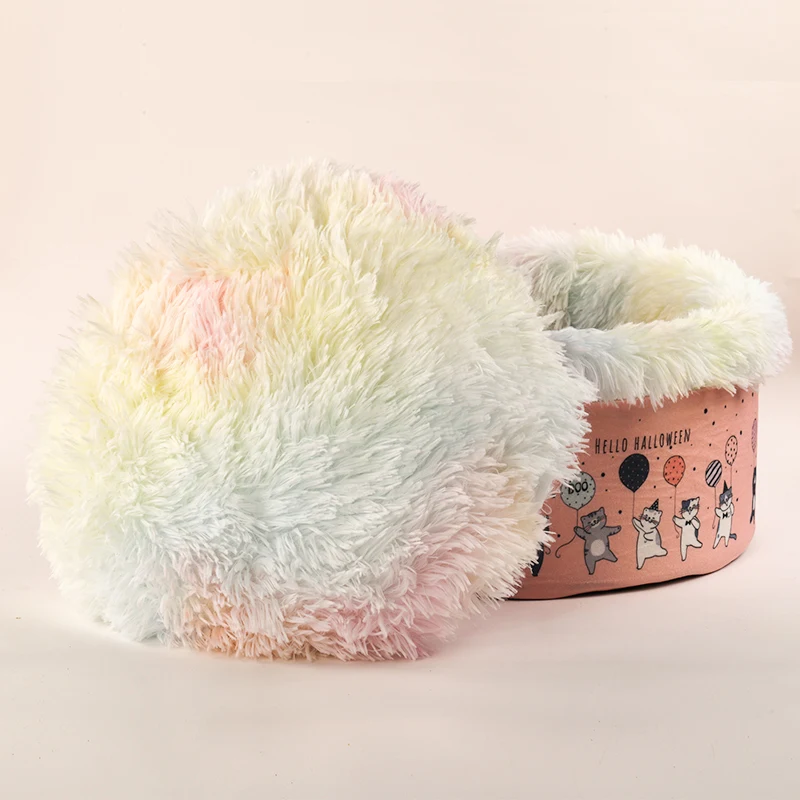 

Dog Pet Bed Kennel Round Cat Winter Warm Dog House Sleeping Bag Long Plush Super Soft Pet Bed Puppy Cushion Mat Cat Supplies