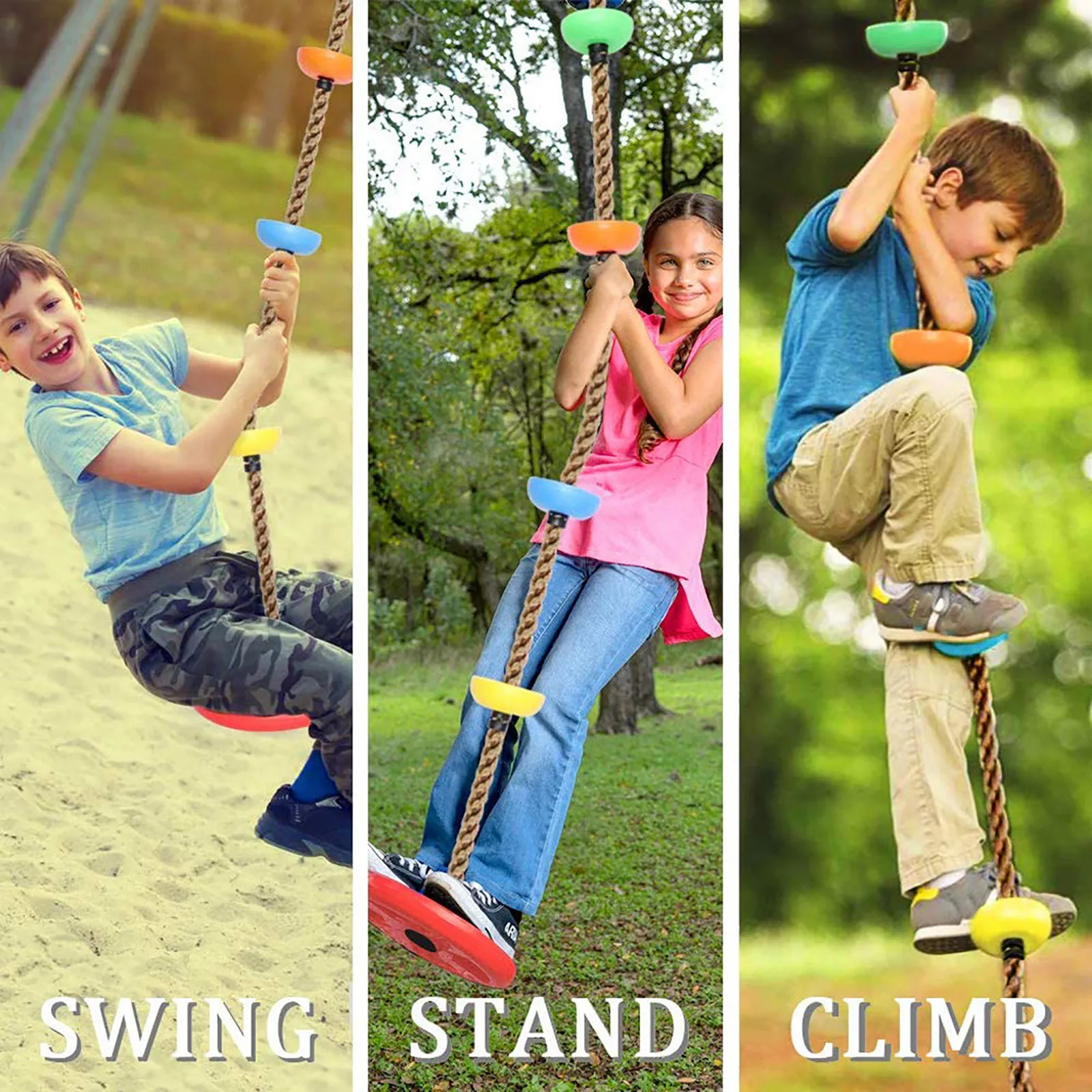 

12'' Climbing Rope With Platform & Disc Tree Swing Seat Set Fun For Kids Outdoor Garden Simple Good Quality And Convenient Toy